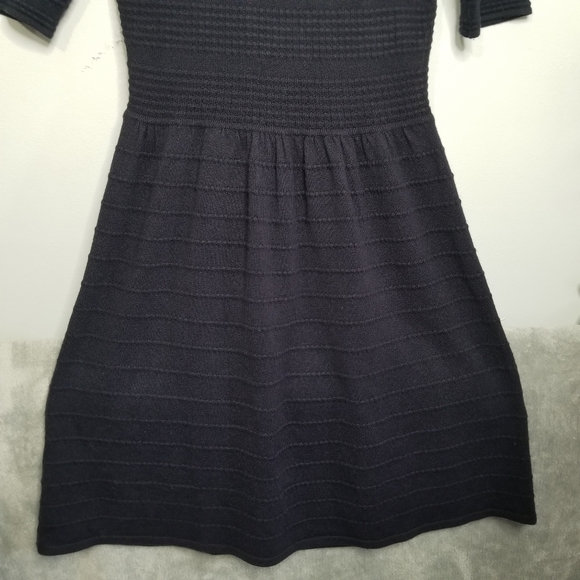 Vince Camuto Knit Fit & Flare Round Neck Small Half Sleeve Navy Blue Dre… - Picture 6 of 11